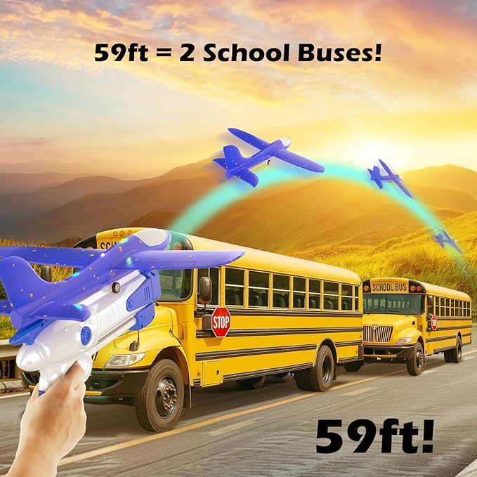 3 Pack Foam Airplane Launcher Toys, Ultra Long Gliding Distance, Kids Flying Toy, Boys Girls Birthday Gifts, Outdoor Sport Party Favor