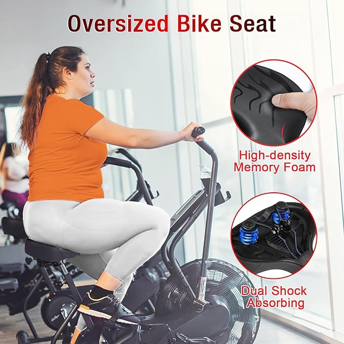 Haoqi Bike Seat Cushion for Men & Women Oversized Bike Saddle Compatible with City, Electric, Stationary, Peloton, MTB, Racing Bikes, Wide Winged, Padded, Waterproof, Shock Absorbing, Universal