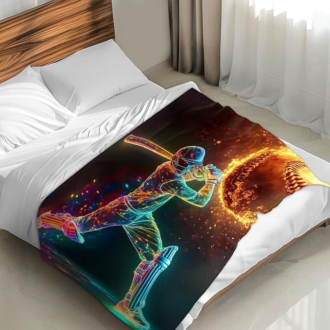 Kids Blanket, Baseball Blanket, 60 x 50 Inches Soft Fuzzy Blanket for Boys, Baseball Lover Blanket, Warm Flannel Throw Blankets for Bed Bedding Room Decor, Camping, Travel, Baseball Club