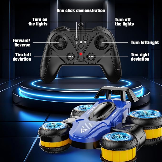 High Speed Drift Remote Control Stunt Deformation Car, Birthday Gifts, for Boys and Girls 3-16 Years Old (Red and Yellow)