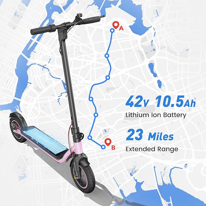 Electric Scooter, 650W/500W/350W Powerful Motor, 22/18 MPH Top Speed, 23/21 Miles Long Range, 10"/8.5" Pneumatic Tires, Smart App, UL Certified Foldable Commuting Electric Scooter for Adults and Teens