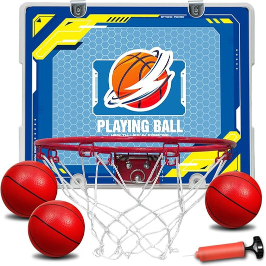 Indoor Mini Basketball Hoop - Over The Door Hoop for Bedroom & Office, Kids Boys Gift, Wall Mount & Door Hanging