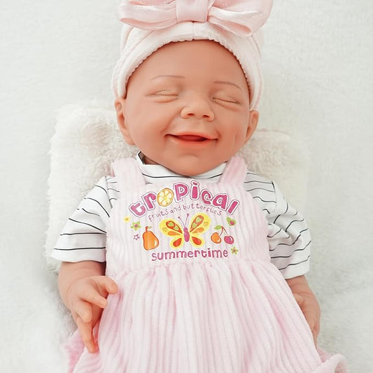 17.72 in Full Silicone Reborn Baby Dolls, 1:1 Lifelike Newborn Dolls Non Vinyl Realistic Reborn Toddler Dolls Boy Washable Sleeping Doll