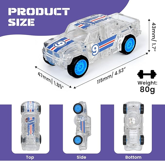 LED Light Up Pull Back Car Toys, Push and Go Trucks 2 Pack，Suitable for Toddlers 3 4 5 6 7 8 Year Old Kids for Boys and Girls Birthday Party Gift