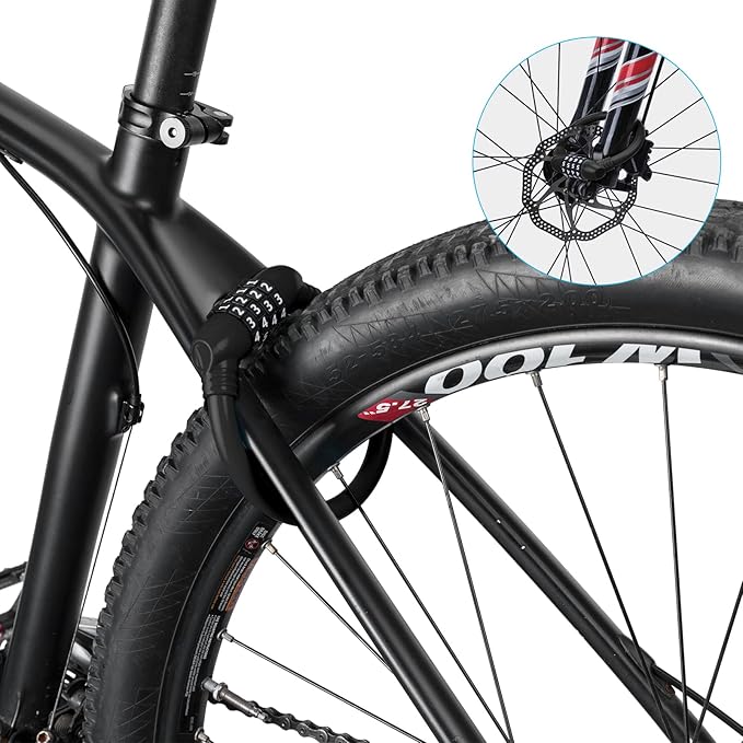 ROCKBROS Bike Lock Cable Lightweight Bike Locks with Combinations Small Bike Cable Lock Anti-Theft Bike Wheel Lock 12MM Black