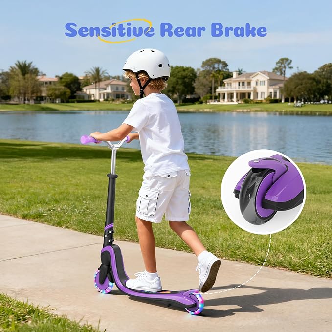 Scooter for Kids with Light-Up Wheels & Deck, Adjustable Heights 2 Wheel Kick Scooters for Kids 5-7, Toddler Scooters with 4 Lighting Mode Deck