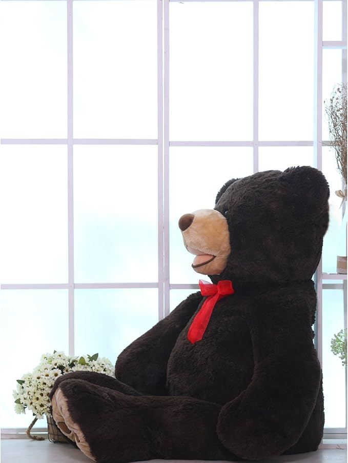 HollyHOME 5 ft Giant Teddy Bear Huge Teddy Bear with Embroidered Paw Big Plush Toy Gift for Girlfriend Kids 60 inches Chocolate Brown