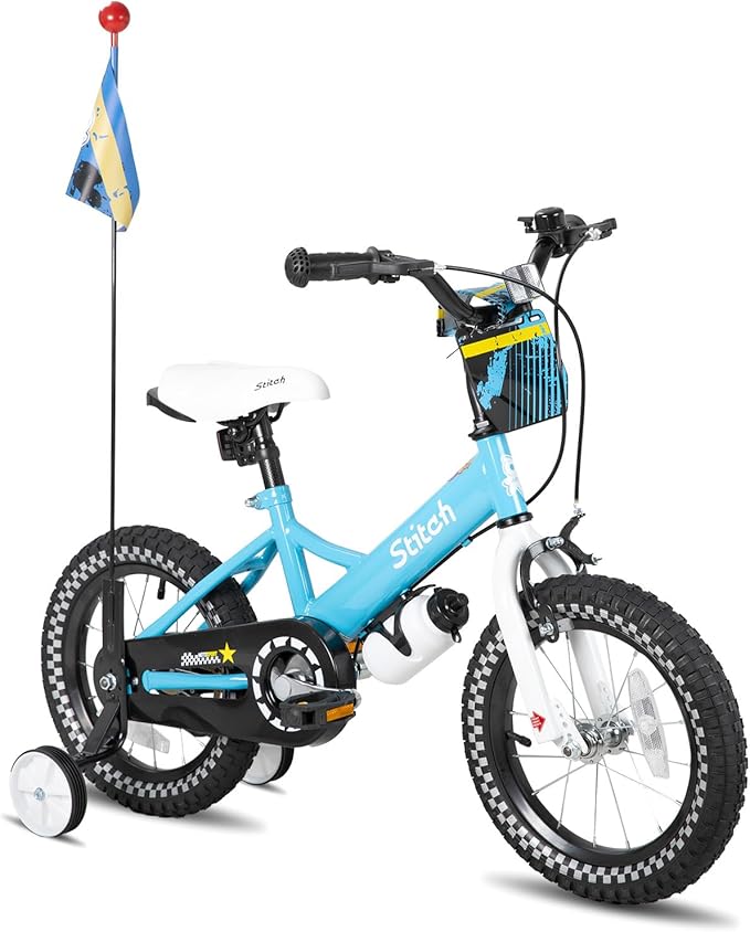 JOYSTAR Kids Bike for 2-7 Years Girls Boys w/o Dual Handbrake 12 14 16 Inch Princess Girls Bike with Training Wheels Doll Seat Streamers Boys Bikes with Flag & Water Bottle, Kids' Bicycle