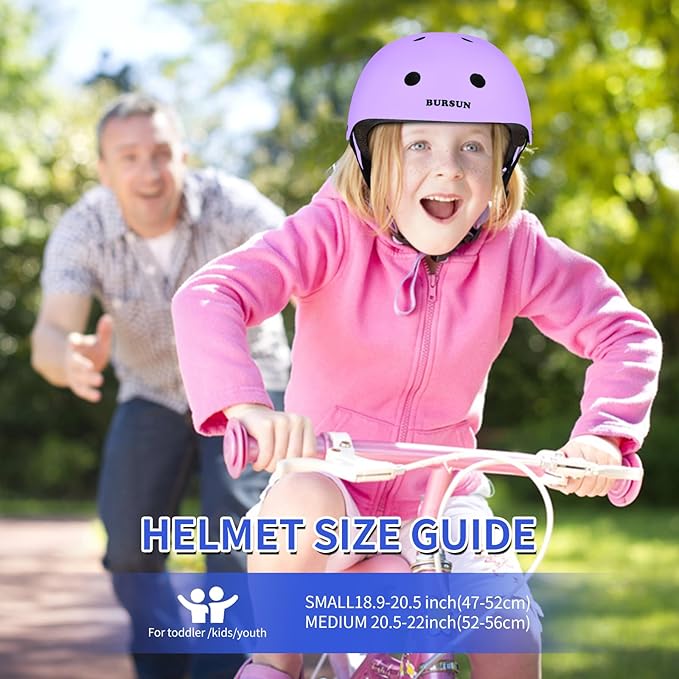 BURSUN Kids Bike Helmet Ventilation & Adjustable Toddler Helmet for Ages 2-14 Kids Boys Girls Multi-Sport Helmet for Skateboard Roller Skateing Bicycle Scooter blance Bike