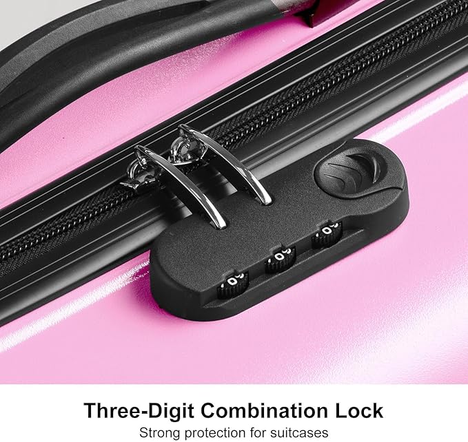 20 Inch Ride On Kids Suitcase with Wheels, Ride on Luggage with Pedal, Hardshell Kids Suitcase Adjustable Safe Harness, ABS+PC, Up To 100 Lbs, Pink