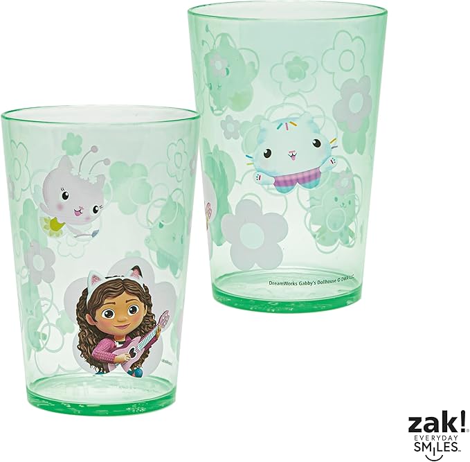 Zak Designs DreamWorks Gabby's Dollhouse Nesting Tumbler Set for At Home, 14.5oz Non-BPA Plastic Cups, 4-Pack (Gabby, Pandy Paws, Cakey Cat, Mercat, Kitty Fairy, Baby Box)