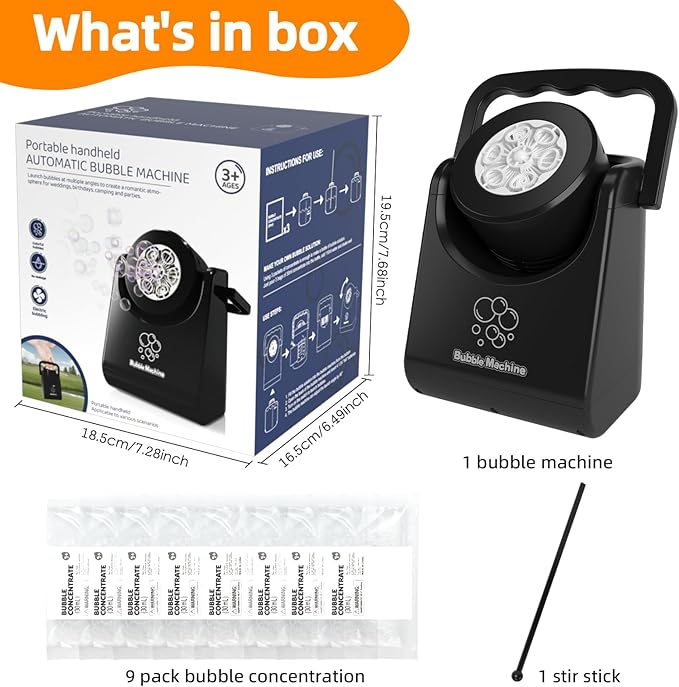 Bubble Machine for Kids Toddlers,Automatic Bubble Blower,Portable Adjustable Angle Bubble Maker,Bubbles Toy for 3 4 5 6 7 Year Old Boy Girl,Outdoor Party Birthday Easter Baskets Stuffers Gifts