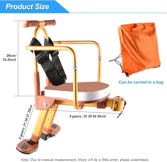 Kids Bike Seat, New Aluminum Alloy Child Bike Seat, Portable Foldable Front Mounted Child Bicycle Seats, Mountain Bike Child Safety Seat Suitable for Hybrid Cruiser Bicycles and City Bicycles