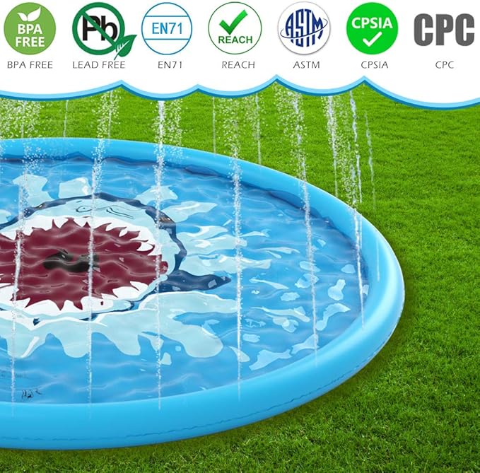Jasonwell Splash Pad Sprinkler/ Play Mat for Kids, Outdoor Water Toys Inflatable for Baby Toddler Boys Girls Children Age 18+ Months ,Outside Backyard Dog Pool