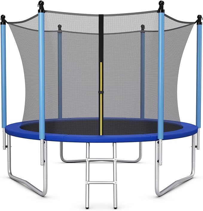 Giantex Trampoline for Kids Adults, ASTM Approved 8 10 12 14 15 16Ft Big Trampoline with Ladder, Thickness Steel Pipes Wear-Resistant All Weather Outdoor Large Recreational Trampoline with Net