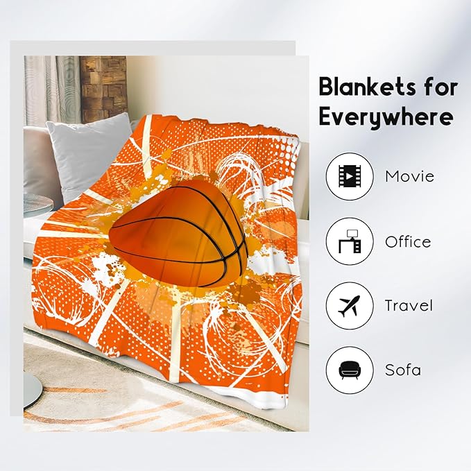Basketball Blanket for Girls, Basketball Gifts for Girls, Sport Throw Blankets for Team Daughter & Her, Kids Throws for Couch Sofa Home Decor (40x50 Inch)