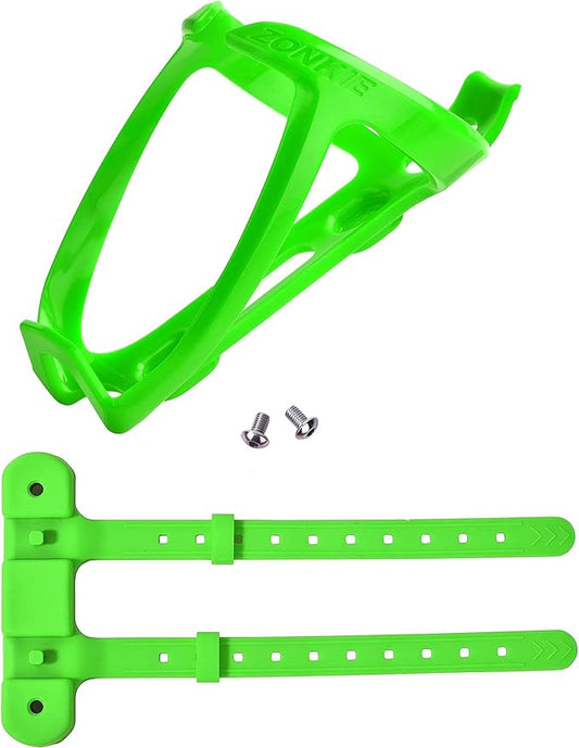 ZONKIE Bicycle Bottle Cages, Plastic Bike Bottle Holder with Cage Mounting Base (Green)