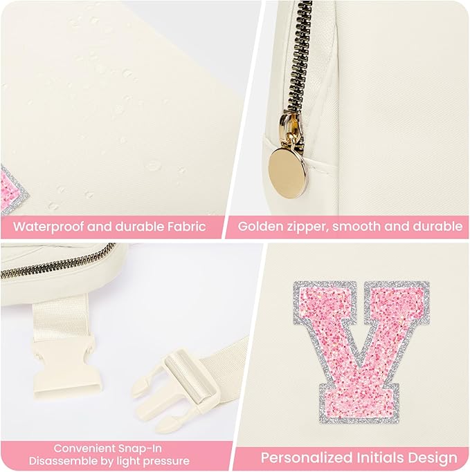 Birthday Gifts for 6 7 8 9 10 11 12 13 Year Old Girls, Fashion Waist Packs Crossbody Bags for Women Girls Kids, Fanny Pack Belt Bag Gift Idea for Tween Daughter Granddaughter Niece (Cream, V)