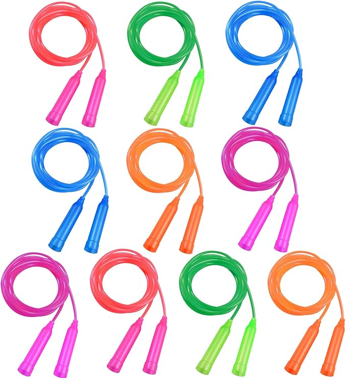 Aneco 10 Pack Kids Jump Rope Set Colorful Outdoor Jump Ropes 7.3 Feet Jumping Ropes Great Birthday Party Sports Activities Favors Gift