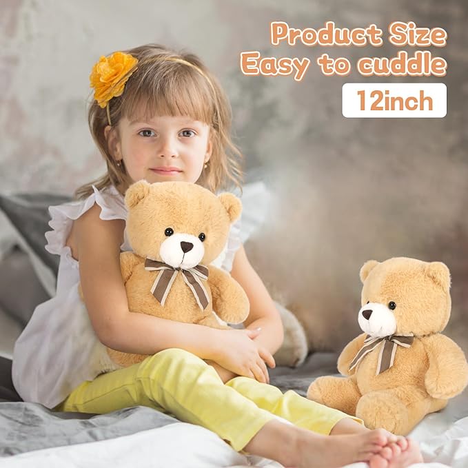 Tezituor Bulk Teddy Bears for Baby Shower, 10Pcs Teddy Bear Stuffed Animal Bulk, 12" Stuffed Bear Plush Toy for Wedding Birthday Christmas Party Decorations