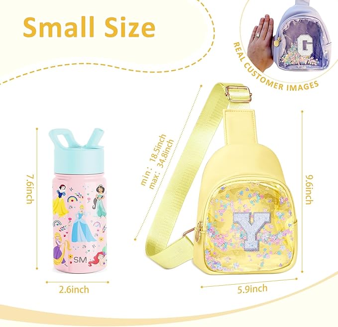 COSHAYSOO Personalized Christmas Birthday Gifts Burr Basket Stuffers for Girls Yellow Purse Sling Bag Crossbody Girl Cute Funny Cool Mini Travel Fashion Accessories Monogrammed Initial Letter Y