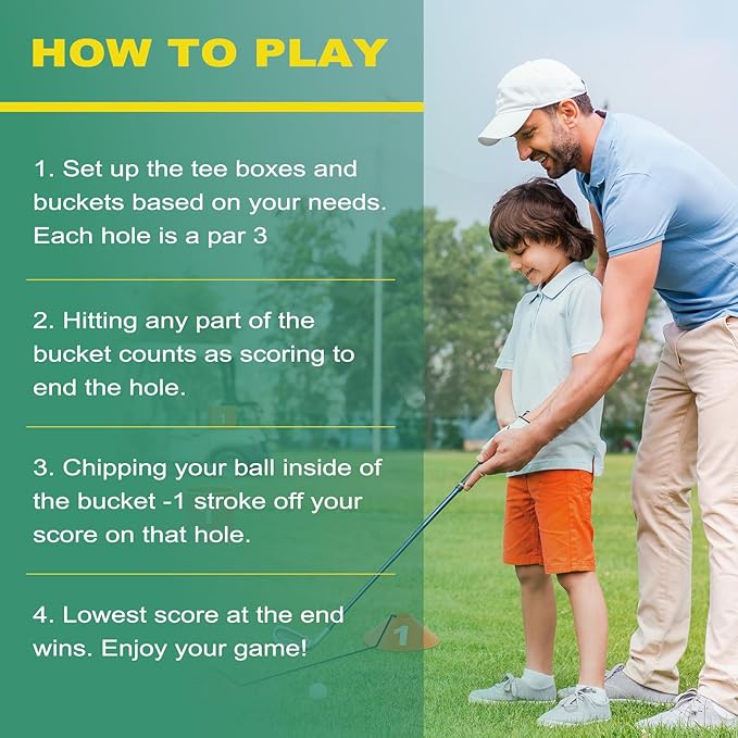 Golf Yard Bucket Games, 6 Holes Bucket Backyard Golf Game Set with Golf Flags for Adults & Kids Indoor Outdoor, Golf Practice Gift for Backyard, Park, Beach, Lawn