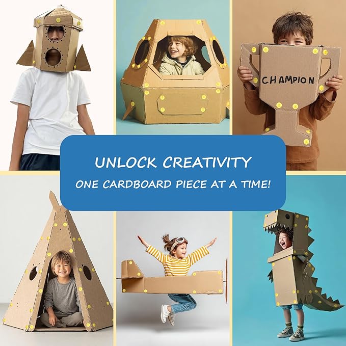 Cardboard Construction Tool Kit for Kids – 132 PCS DIY Cutting Tools & Educational Toys for Family & Team Projects – Creative STEM Building Kit for Boys & Girls Ages 5+