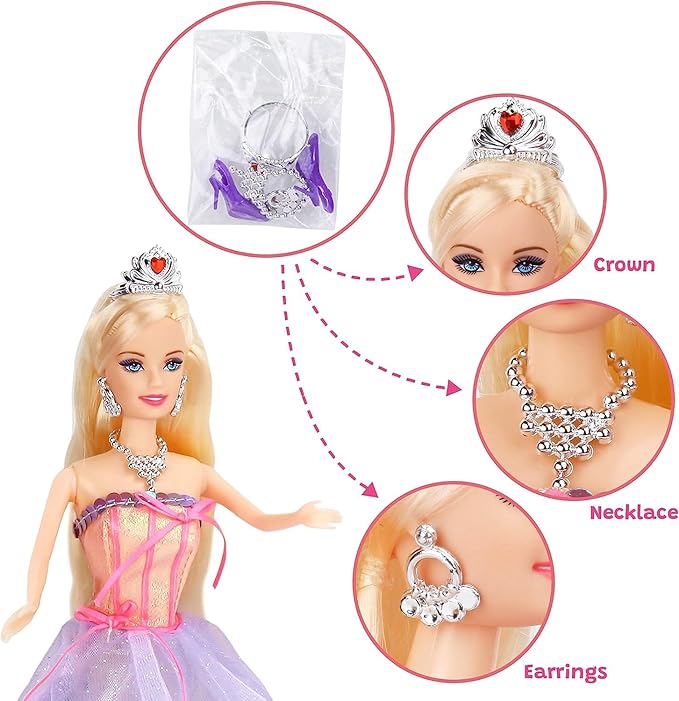 BETTINA Color Change Unicorn and Fairy Tale Princess Doll, W/Mane Brush, Girls' Unicorn Doll Toys Gifts, Presents for Girl Kids Aged 3+, Rainbow Braided Hair Horse Princess