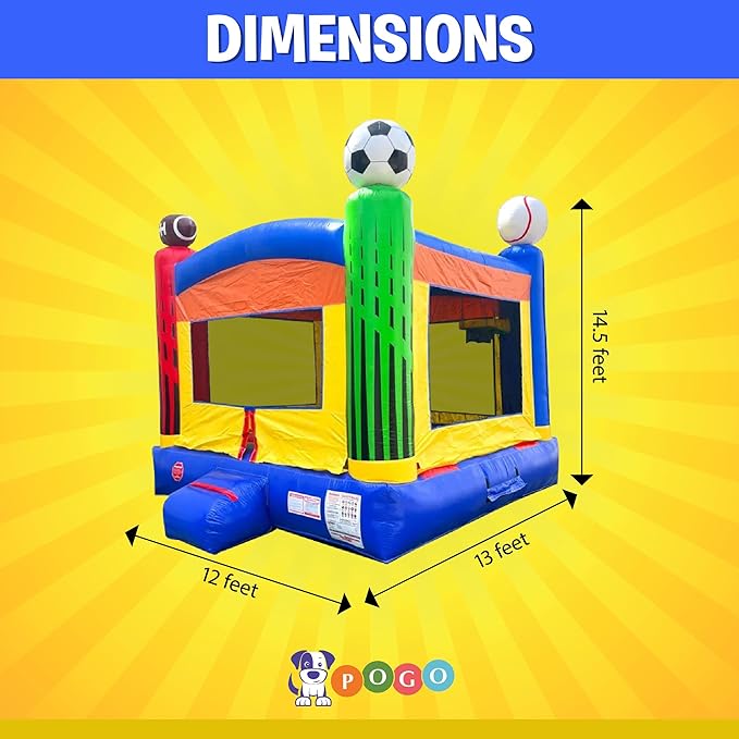 Crossover Deluxe Sports Inflatable Bounce House, Bouncy Jump Castle for Kids and Toddlers, Outdoor Birthday Party Jumping Bouncer, Commercial-Grade, Without Blower, 13 x 12 x 14.5 Ft