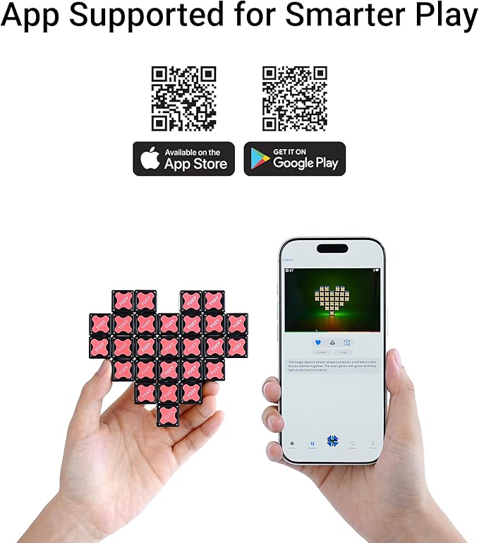 TOSY Magnet Cube 2x2 - 8 Blocks, 2in1 Toy: 2x2x2 Puzzle Cube and Customizable Infinity Cube, Glowing, Christmas Stocking Stuffers Gift for Kids/Grandkids, UV Flashlight, Sensory/STEM Toy