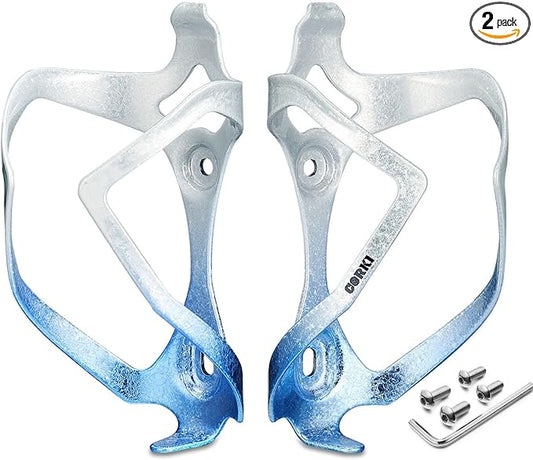 Bike Water Bottle Holder Bicycle Cage for Mountain Road MTB Gravel Adult Bikes Cycling Universal Carrier Rack 2 Pack Aluminum Alloy Ultralight Kettle Drink Accessories White Blue