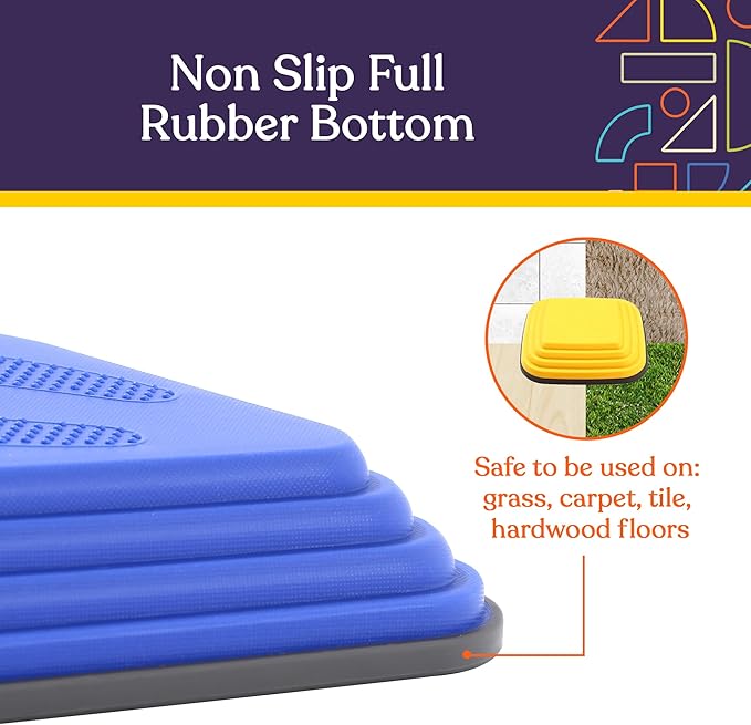 Special Supplies 10 Stepping Stones for Kids Indoor and Outdoor Balance Blocks Promote Coordination, Balance Strength Child Safe Rubber, Non-Slip Edging