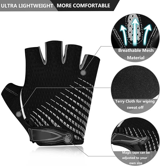 BIKINGMOREOK Bike Cycling Gloves for Men Women,Non-Slip Breathable 5MM Gel Pads DH Mountain Road Bicycle Gloves for MTB Biking Cycling,Workout Sports