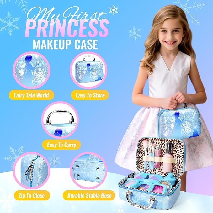INNOCHEER Pretend Makeup for Toddlers, Fake Play Makeup for Little Girls, Frozen Toy Makeup Set for Girls, Birthday Christmas Princess Gifts Toddler Girl Toys Age 3 4 5 6 7 8 (Not Real Makeup)