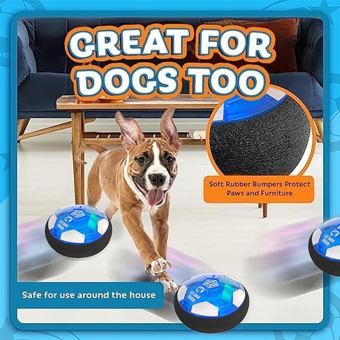 Let Loose Moose Hover Soccer Ball - Boys Birthday Gifts - Indoor Hoover Balls for Kids Age 6, 7, 8, 9, 10, 11, 12 Year Old - Light-Up Toy Game for Kid - 6-8, 8-12 - Rechargeable - 1pk