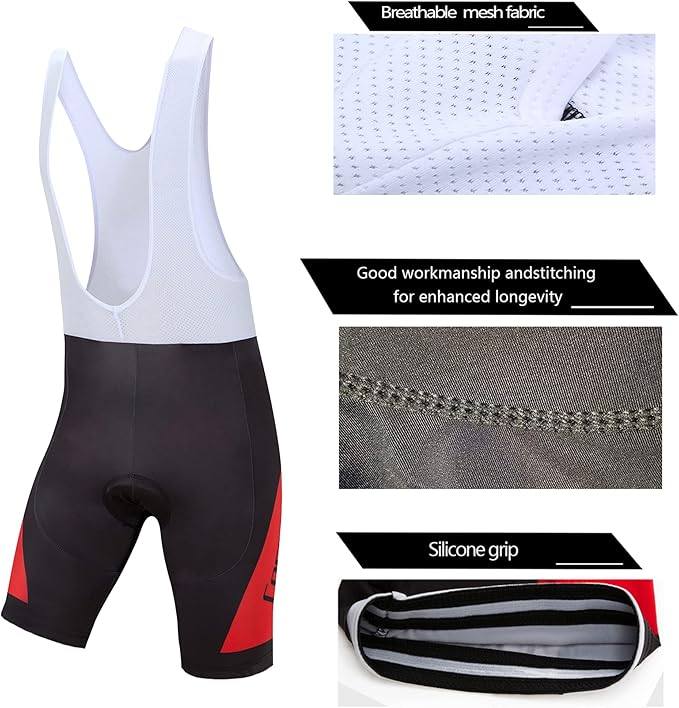 Coconut Ropamo CR Men's Cycling Jersey Set Road Bike Jersey Zipper Pocket Bib Shorts with 4D Padded Cycling Clothing Set