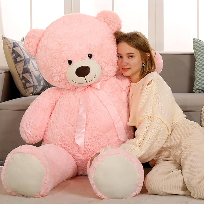 Tezituor 59” Pink Big Teddy Bear, 5ft Giant Stuffed Animal Plush,Soft Bear Gifts for Christmas, Birthday,Valentine, Baby Shower