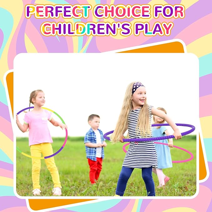 Libima 16 Pcs Toy Color Hoop for Kids, Detachable Adjustable Light Weight Plastic Colored Hoops Toy Circles for Party Games, Dance, Dog Agility