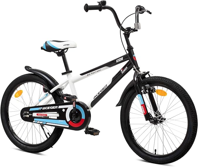 ACEGER Simon Kids Bike for Boys Girls Toddlers, Unisex for Aged 3-13 Years, 12 14 16 18 Inch Children Bicycle with Training Wheels, 20 Inch Bike with Kickstand