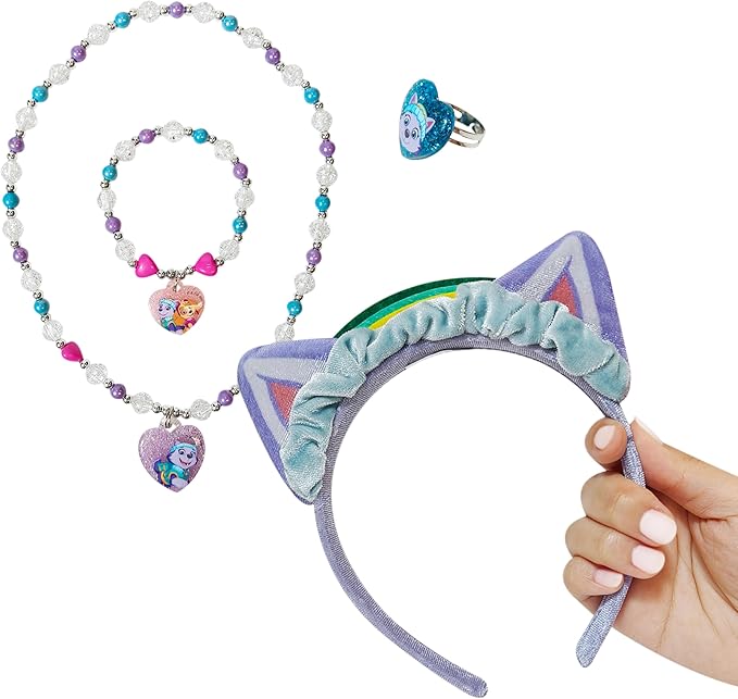 LUV HER Licensed PAW PATROL Headbands for Girls - Kids Jewelry - Dress Up Set All in one Giftable Box - Headband - Play Jewelry Set - 4pc (Toddler Headband, Necklace, Dress Up Bracelet, Ring) Ages 3+