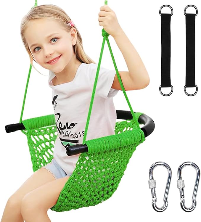 Hi-Na Kids Tree Swing Seat for Kids Rope Swing Seat, Indoor Swing for Kids Outdoor, Backyard Swing Tree Swing Seat Door Swing (Green)