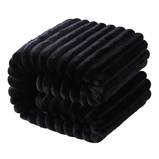 Ntbay Flannel Fleece Twin Blanket, Soft Lightweight Fuzzy Bed Blanket for Couch Sofa Bed All Seasons - Black - 60 x 80 inches