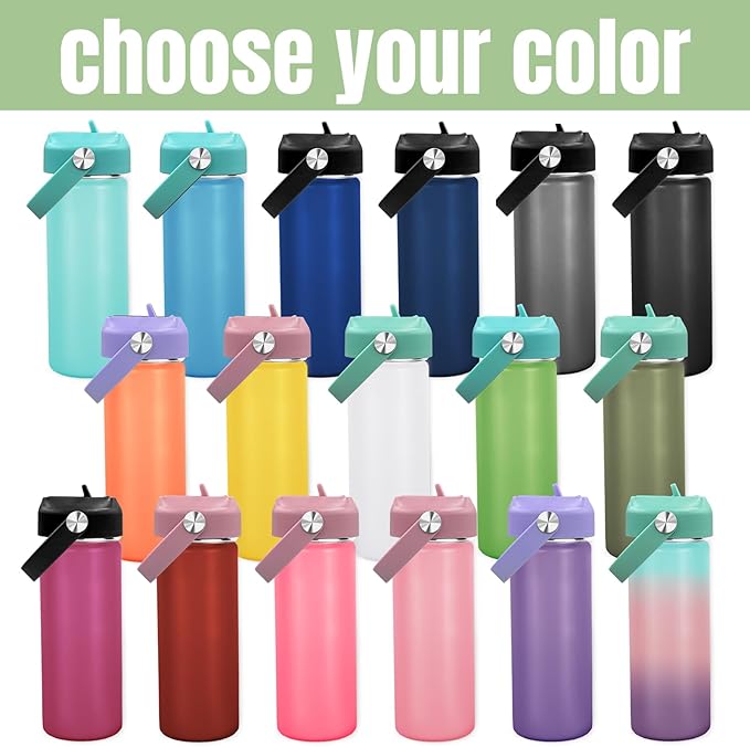 Personalized Kids Water Bottle with Name for School - Custom 18oz Water Bottle with Straw Lid Stainless Steel w/Engraved Names - Personalized Christmas Kids Gifts for Boys Girls kids (Engraved)