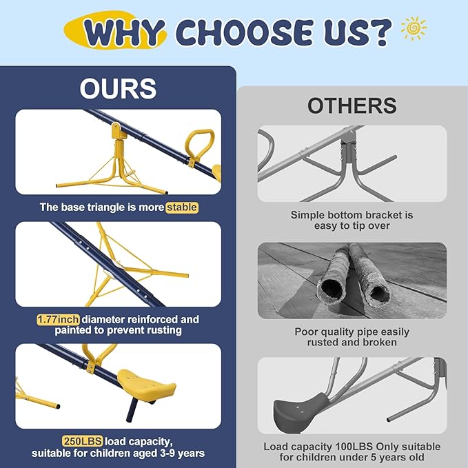 Seesaw for Kids Outdoor for Ages 3-8,68.5 inch Teeter Totter Sit and Spin Outdoor Toys Swiveling 360 Degrees Rotating for Children Age 3 4 5 6 7 8 Courtyard Park Playground Balcony