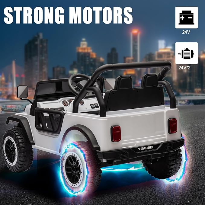 12V Ride On Car Truck for Kids with Remote Control,1 Seater 4WD Battery Powered Ride On UTV Toys for Toddlers Boys Girls, Off Road Electric Vehicle to Drive w/Bluetooth, LED Lights, EVA Wheels, White