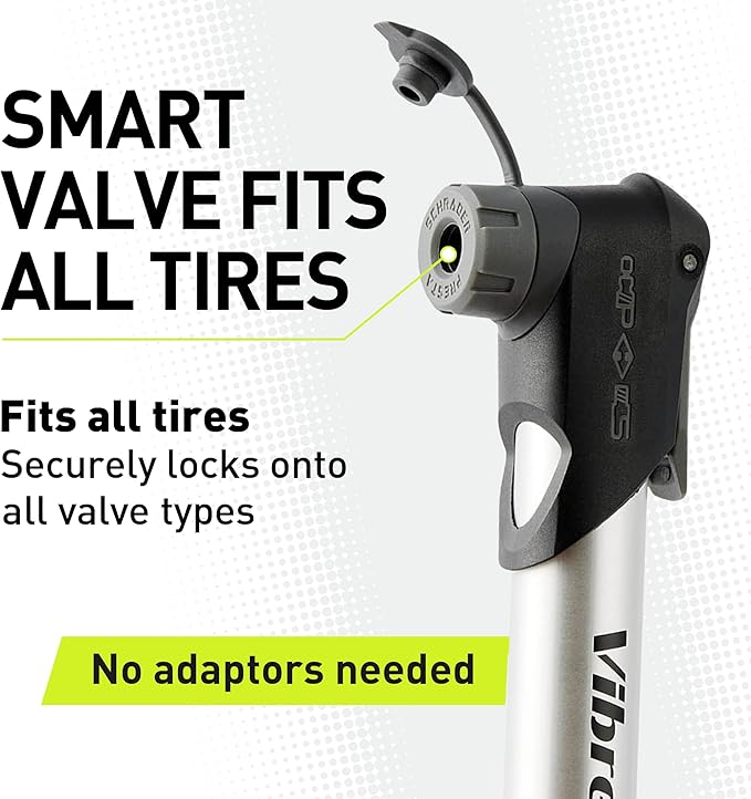 Vibrelli Mini Bike Pump - Presta & Schrader Bicycle Pump - 120 PSI Tire Pump for Road & MTB - No Valve Changing Needed