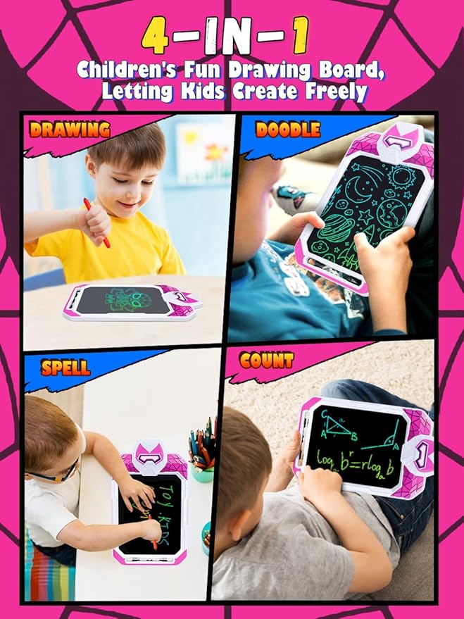 LCD Writing Tablet for Kids 10 Inch Spider Hero for Toddler 3 4 5 6 7 8 - Paint, Doodle Board, Drawing Pad - Travel Toys, Road Trip Car Activities, Birthday Christmas Gift Boys & Man
