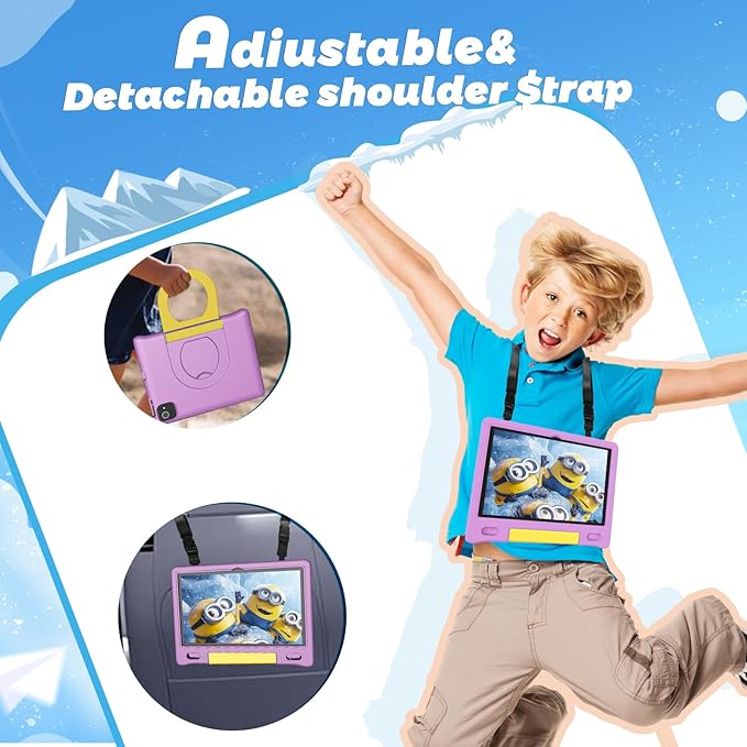 Kids Tablet 10", Android 14, 8GB+64GB (1TB Expandable), Octa-Core, 1280×800 HD Display, Dual Cameras, 12-Hour Battery, Parental Controls, Childs Tablet with Shockproof EVA Case