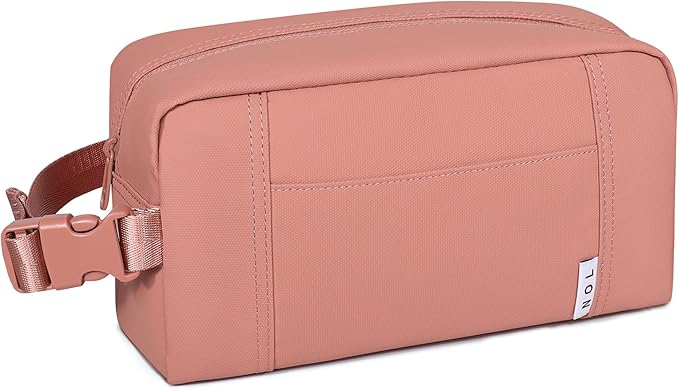 NOL Natural Organic Lifestyle Freezable Snack Bag, Leakproof Cooler Lunch Bag, Reusable, Zip Closure with Buckle Handle Nylon Waterproof Snack Box for Work Travel-Dark pink