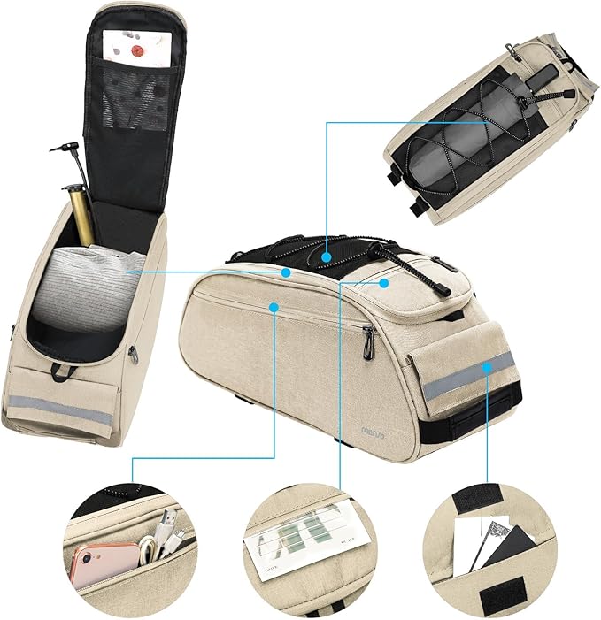 MOSISO Bike Rack Bag, Waterproof Bicycle Trunk Pannier Rear Seat Pouch Cycling Bike Carrier Backseat Storage Luggage Saddle Shoulder Bag